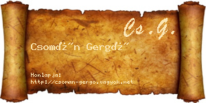 Csomán Gergő névjegykártya
